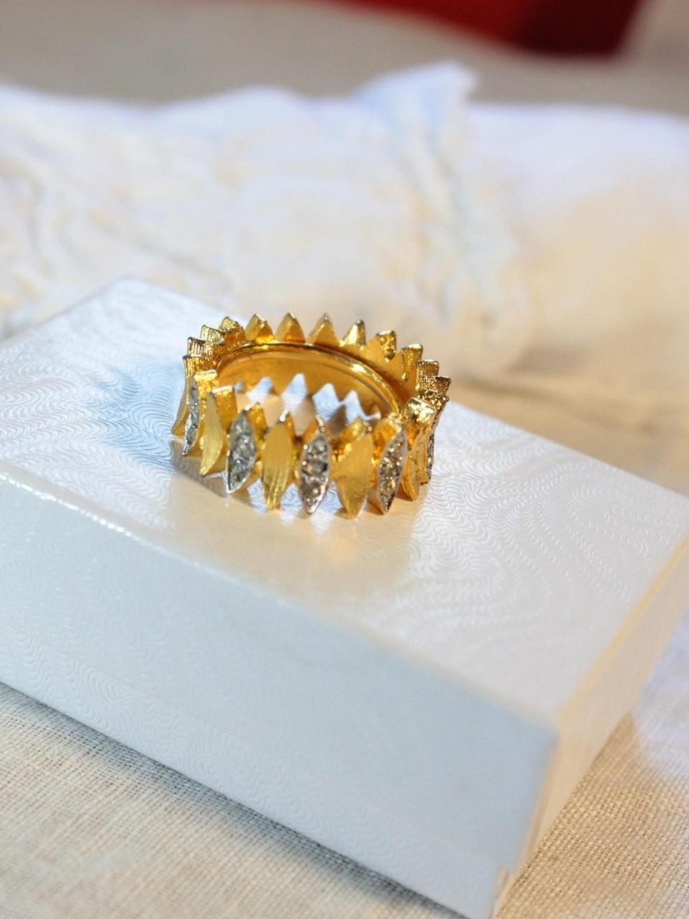 Gold-Tone Marquise-Cut Crystal Statement Ring - Women's Jewelry